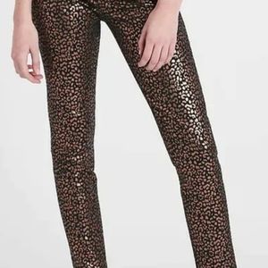NWT Banana Republic Petite Mid Rise Skinny Leopard Metallic Jeans Size 25P